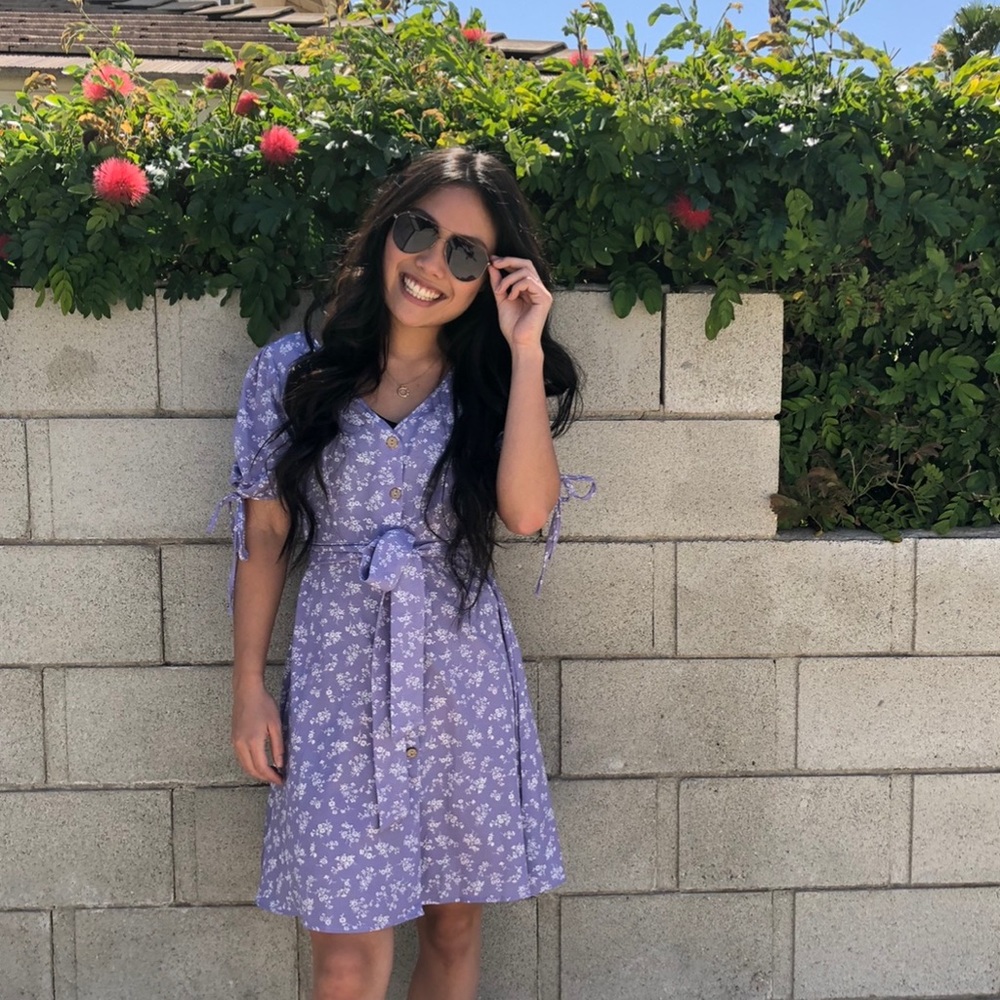 Purple Floral Mini Dress